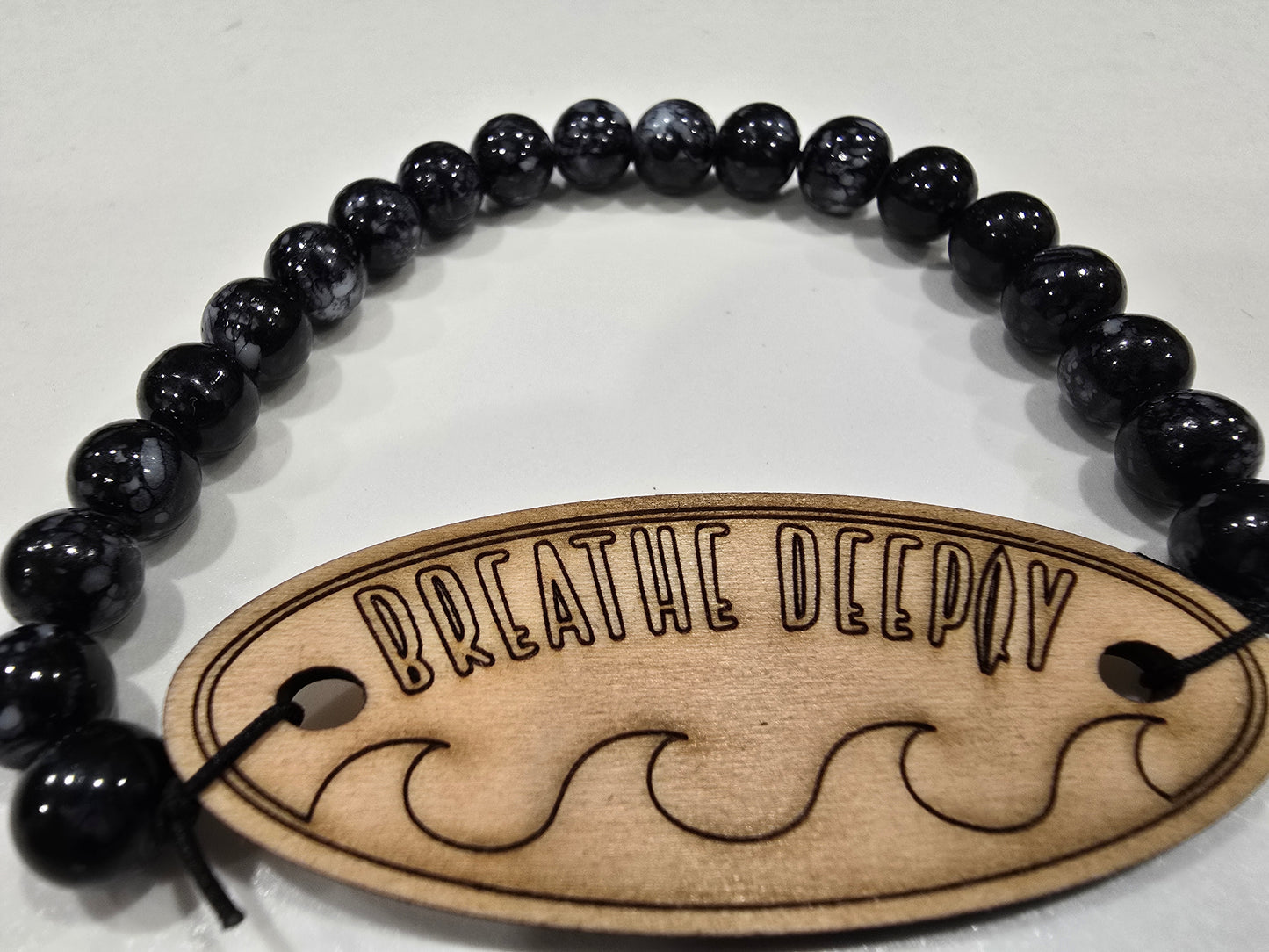Laser Engraved Bracelet - Waves Breathe Deeply