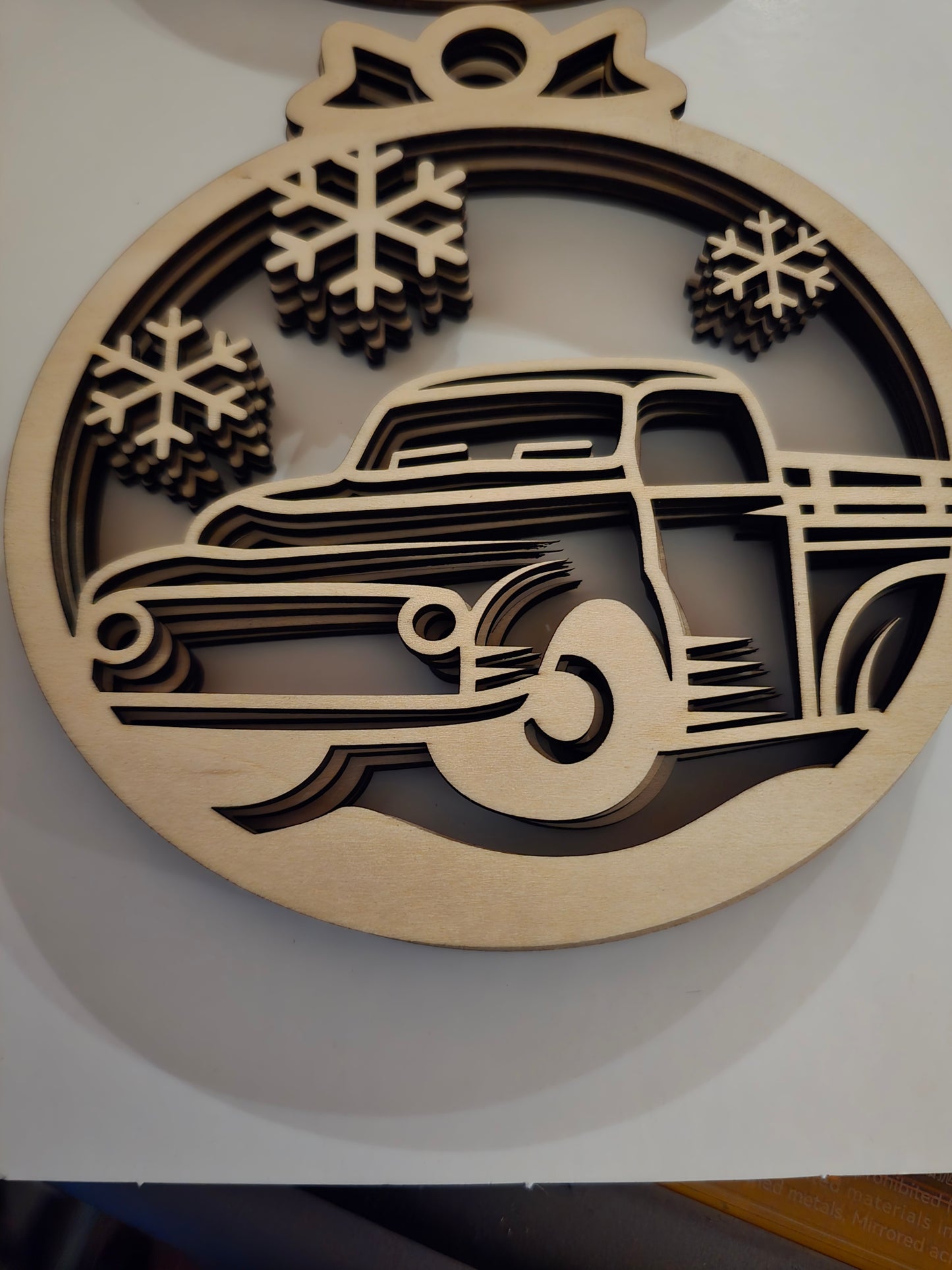 Laser Cut Truck Christmas Ornaments - Set of 4