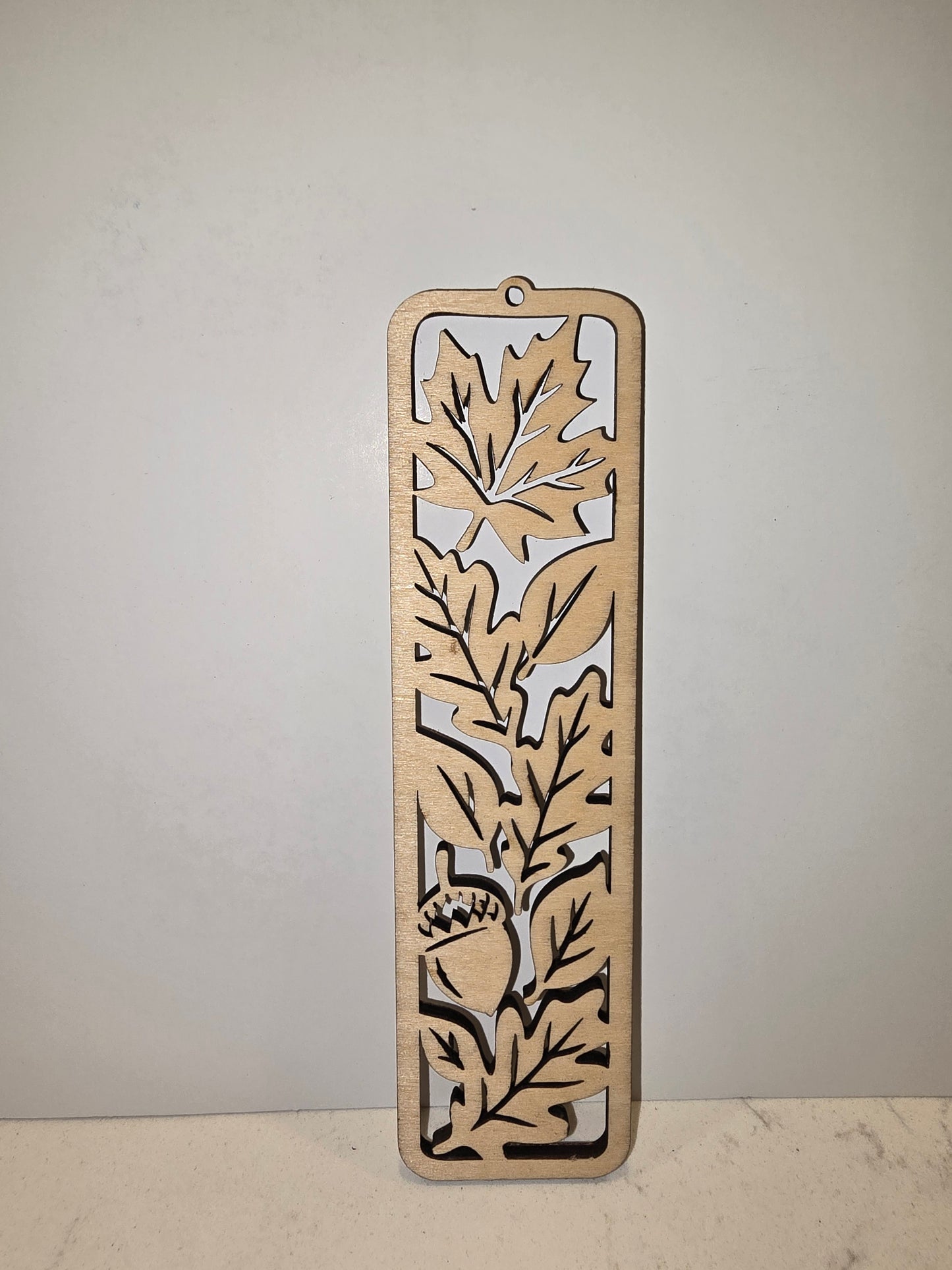 Woodland Acorn Laser Cut Bookmark - Oak & Birch Leaves