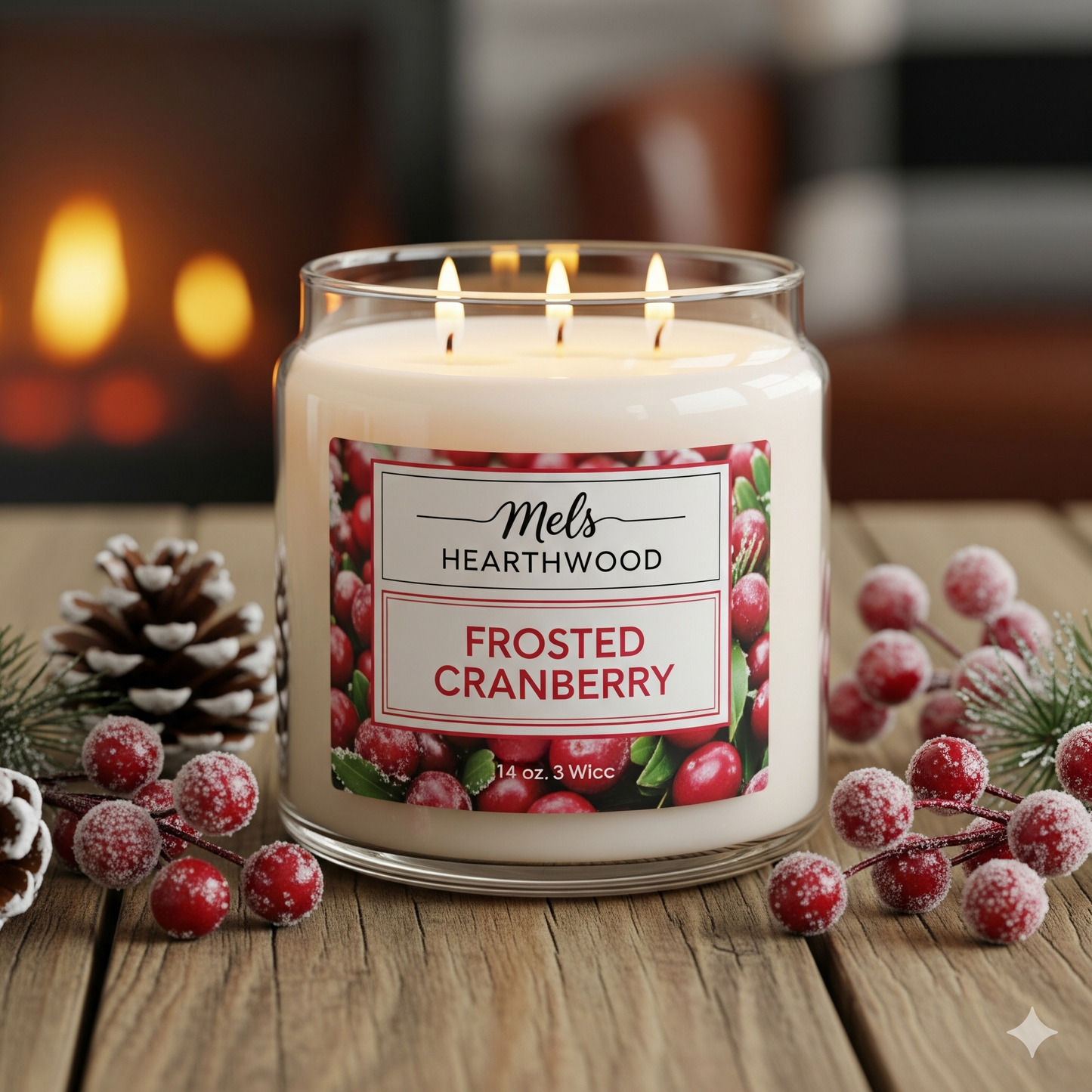 Frosted Cranberry 3 Wick Candle - 14 oz