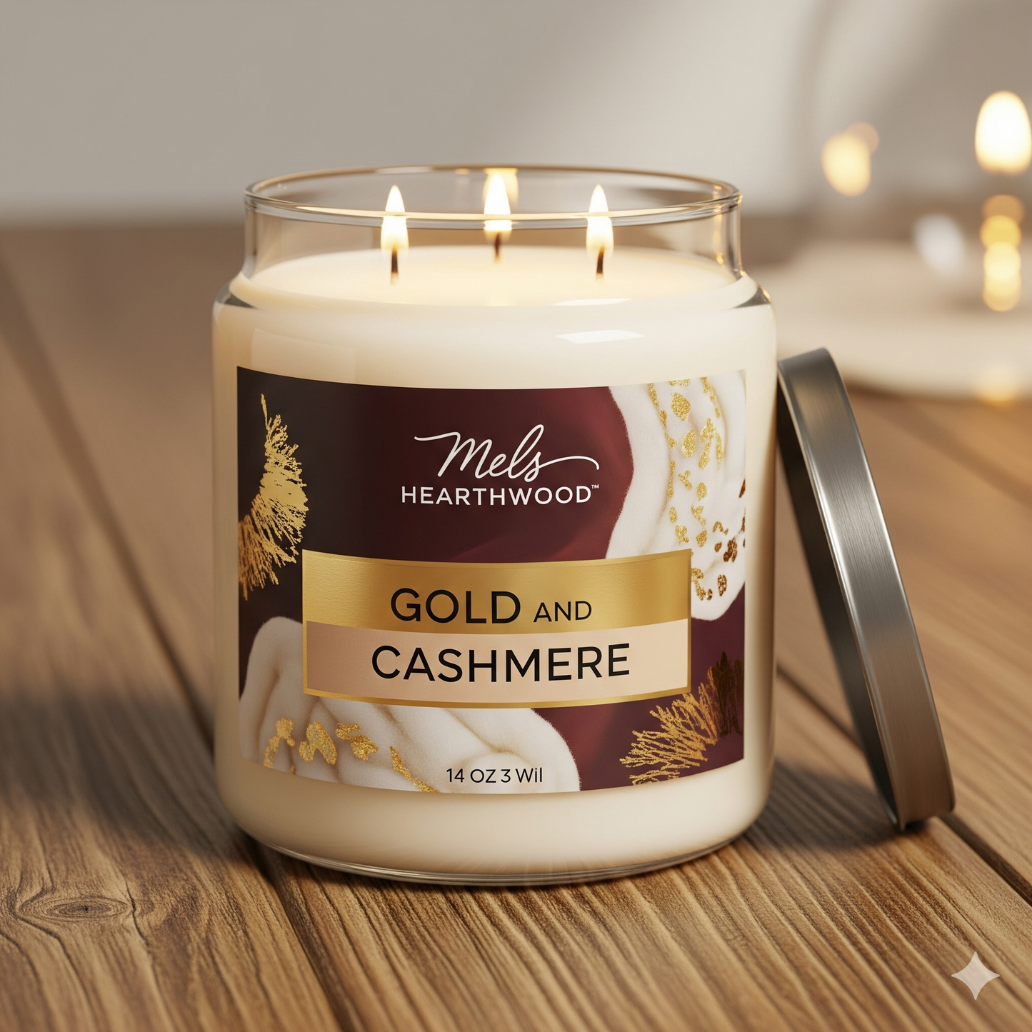 Gold and Cashmere 3 Wick Candle - 14 oz