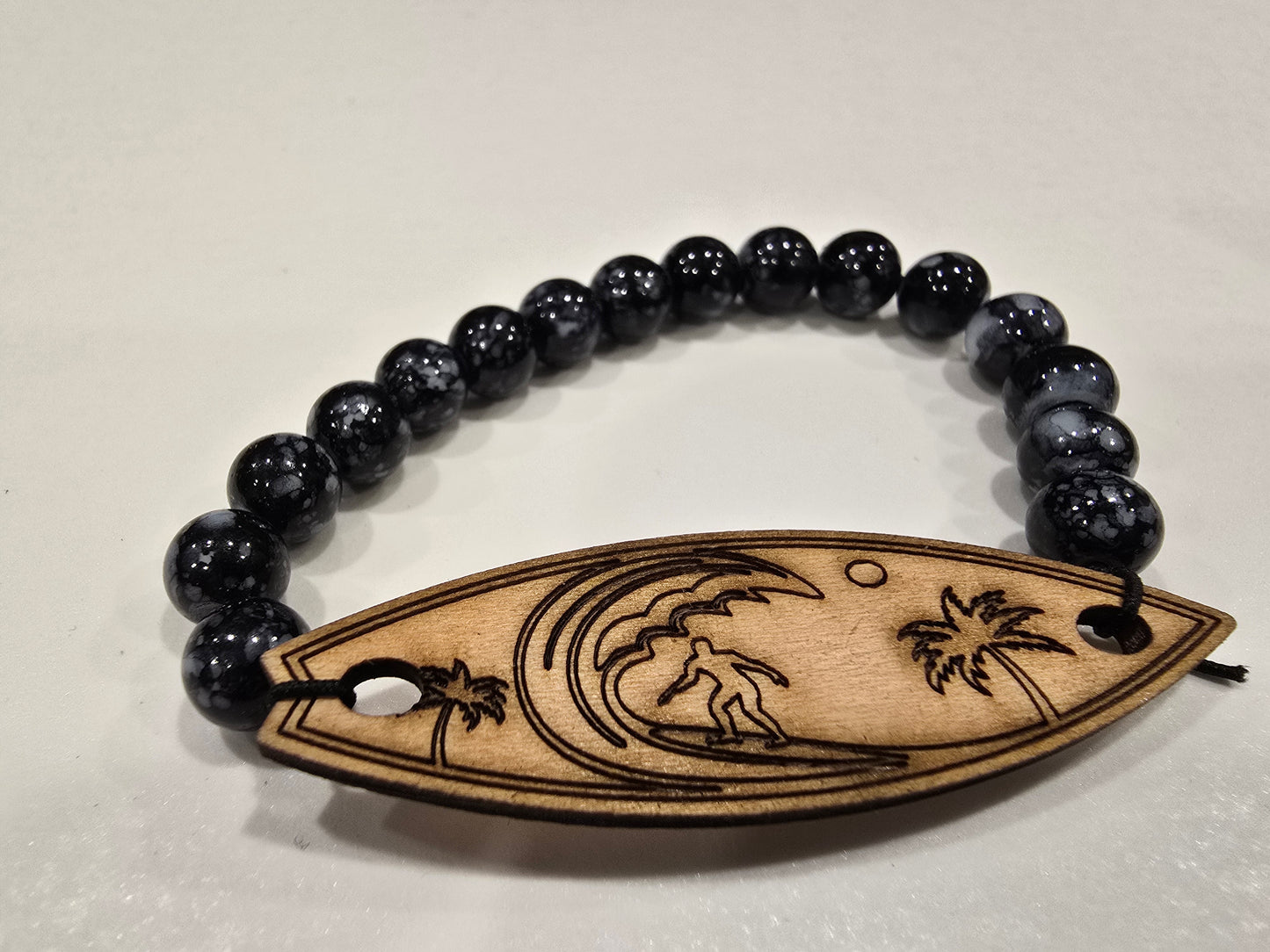 Laser Engraved Surfing and Palm Trees Bracelet