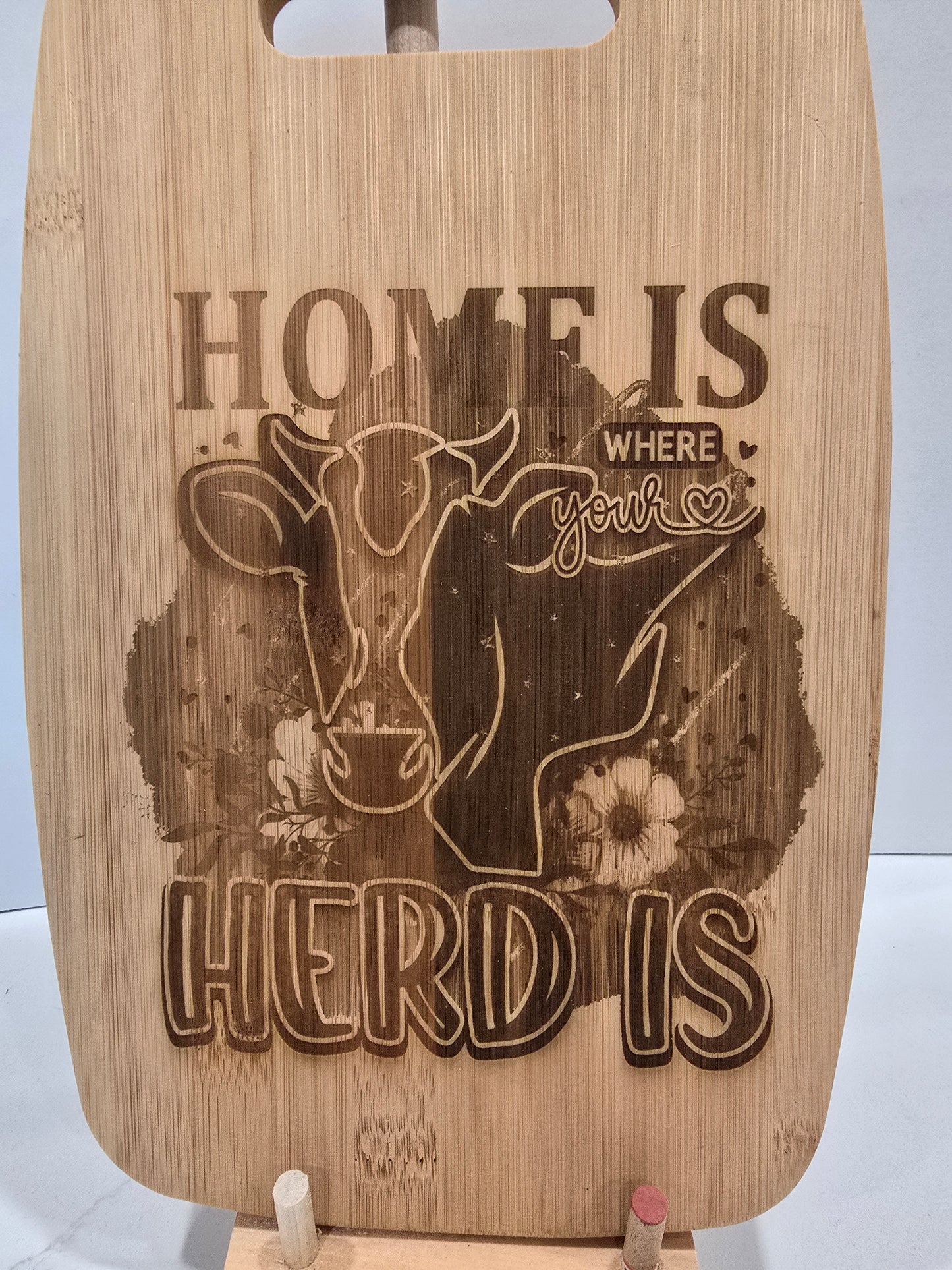 Bamboo Cutting Board - Home is Where Your Herd Is