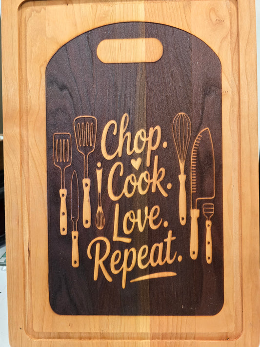 Laser Engraved Cutting Board - Chop Cook Love Repeat