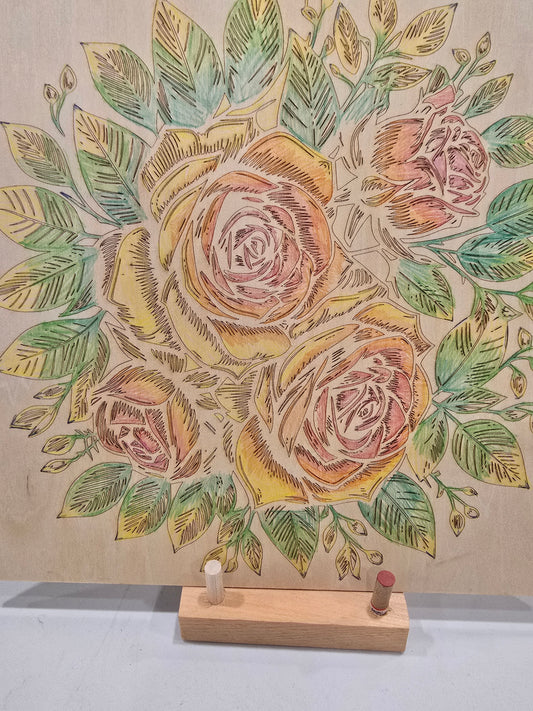 Laser Engraved Roses - Pink, Yellow, Green