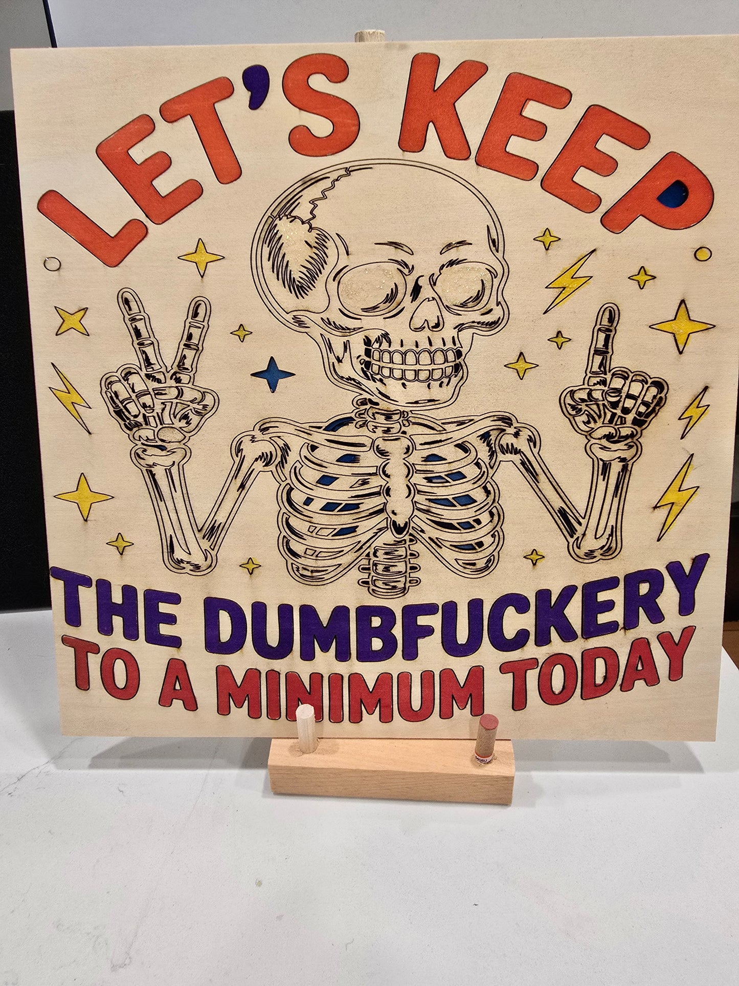 Laser Engraving: Skeleton Peace Sign