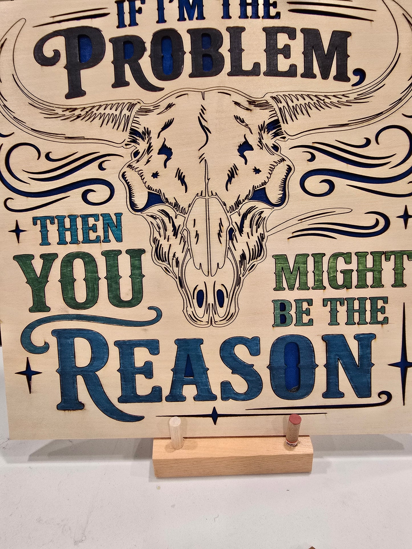 Laser Engraved Bull Skull Wall Hanging