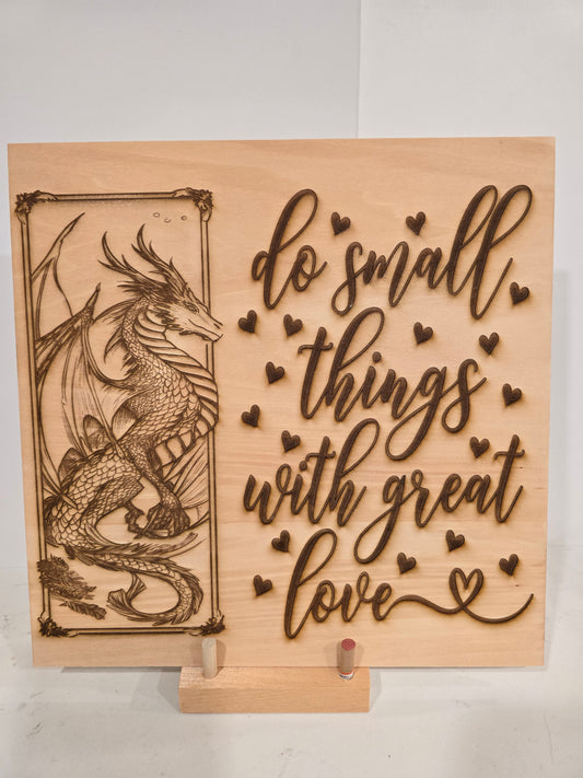 Gentle Dragon - 'Do Small Things with Great Love' Laser Engraved Wall Art