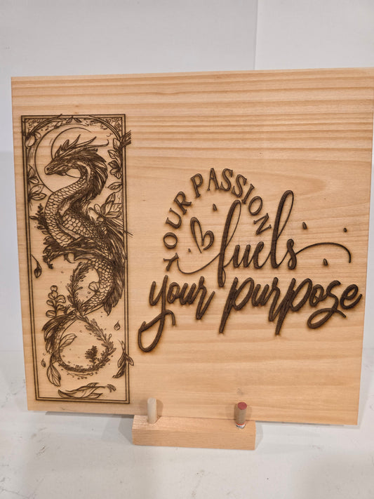Dragon Fire - 'Your Passion Fuels Your Purpose' Laser Engraved Wall Art