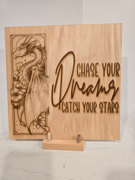 Dragon Dreams - 'Chase Your Dreams Catch Your Stars' Laser Engraved Print