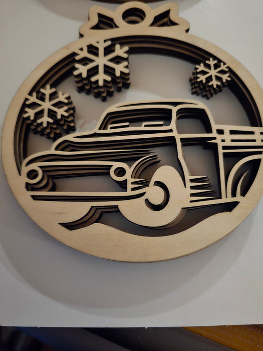 Laser Cut Truck Christmas Ornaments - Set of 4