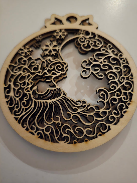 Father Christmas Laser Cut Ornaments - Set of 2