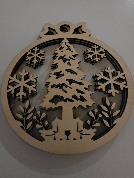 Christmas Tree & Snowflake Ornaments - Set of 3