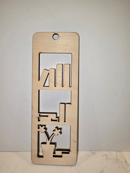 Literary Garden Laser Cut Bookmark - Books & Potted Flower Design