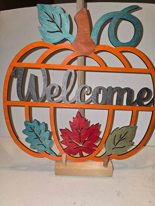 Pumpkin Welcome Laser Engraved Wall Art