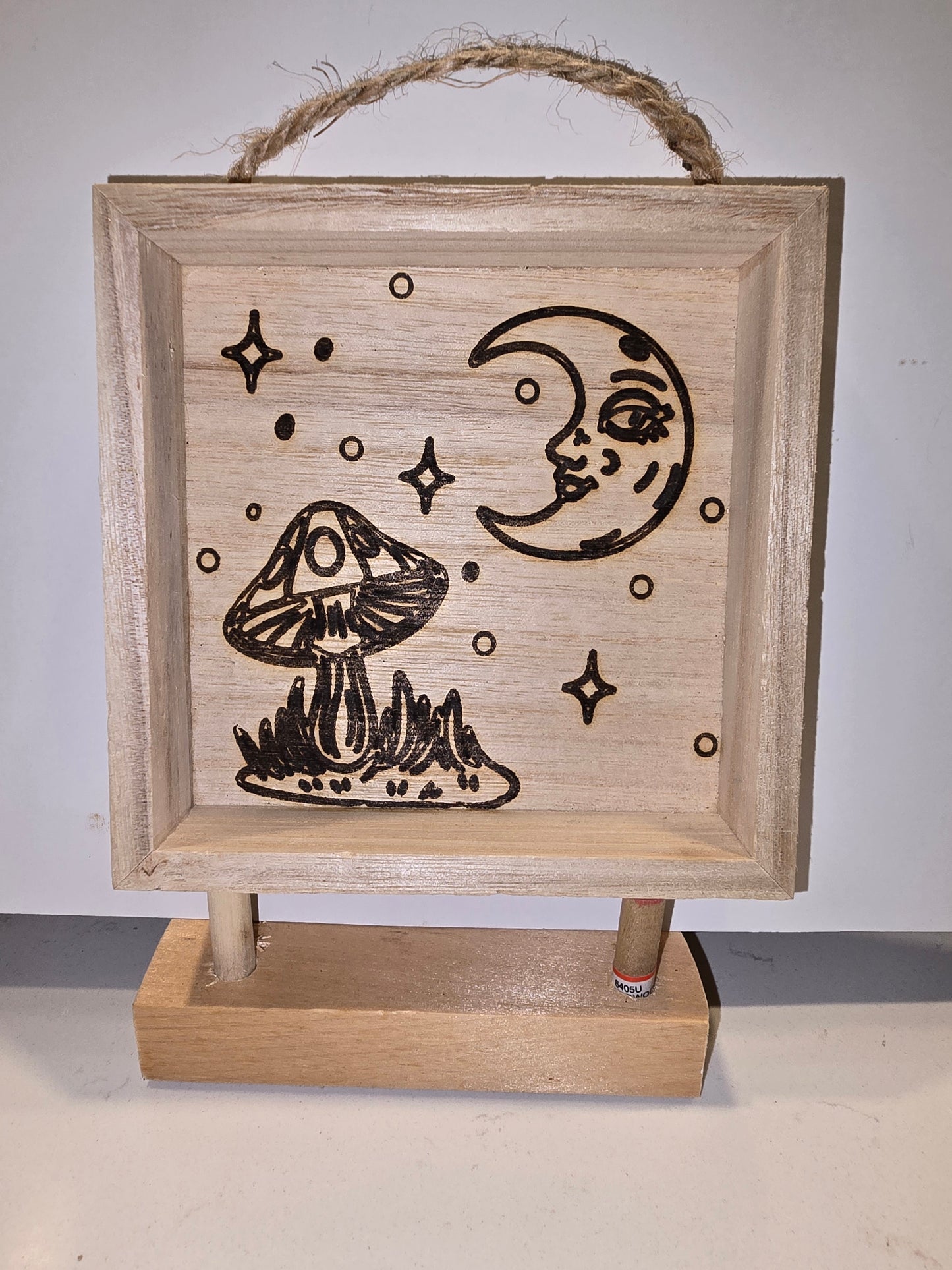 5x5 Laser Engraved Mushroom Moon & Stars Ornament