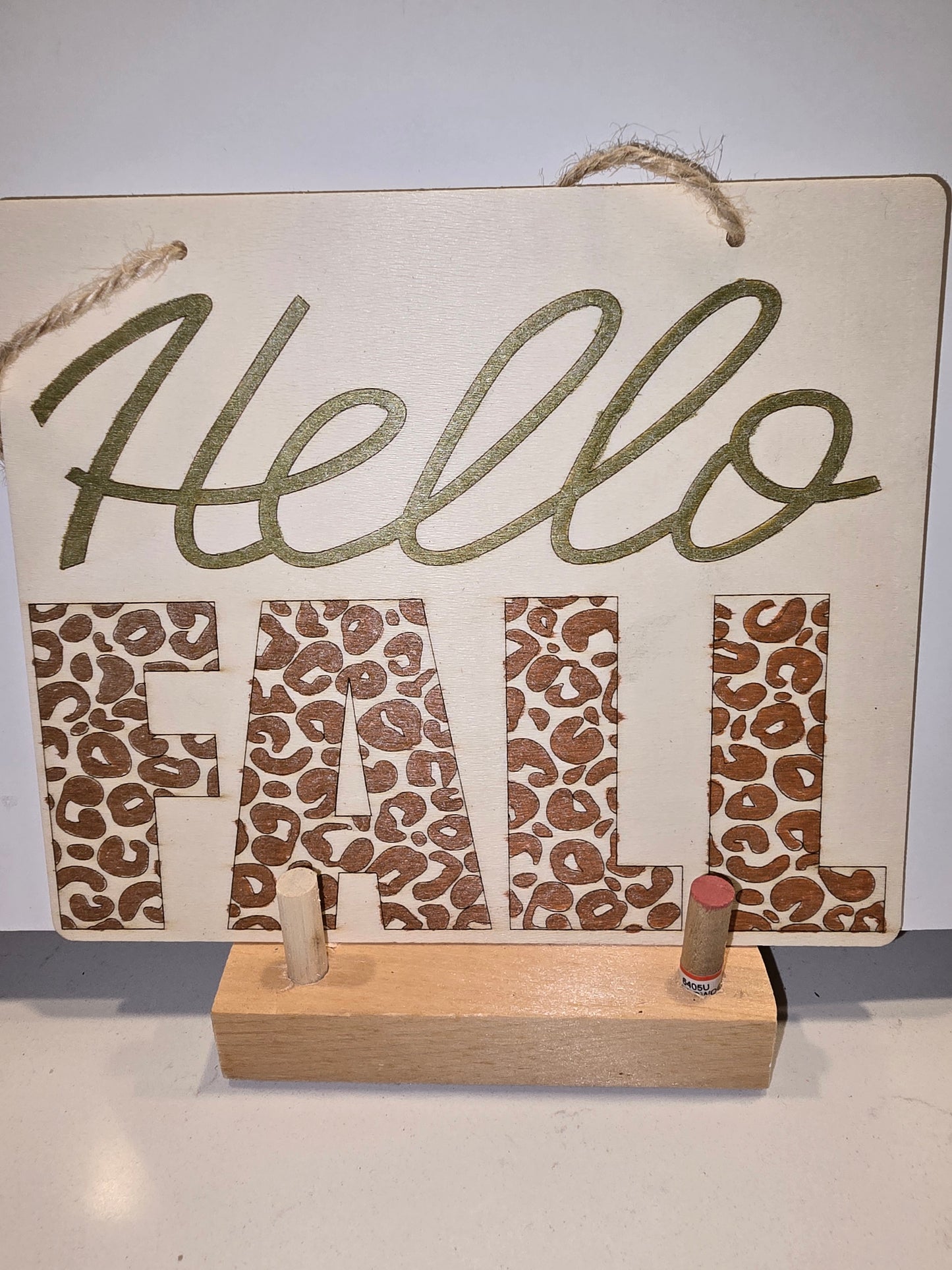 Laser Engraved 'Hello Fall' Metallic Wall Sign