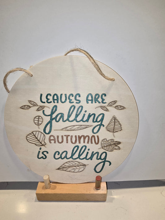 Metallic 'Leaves Are Falling Autumn Is Calling' Wall Sign