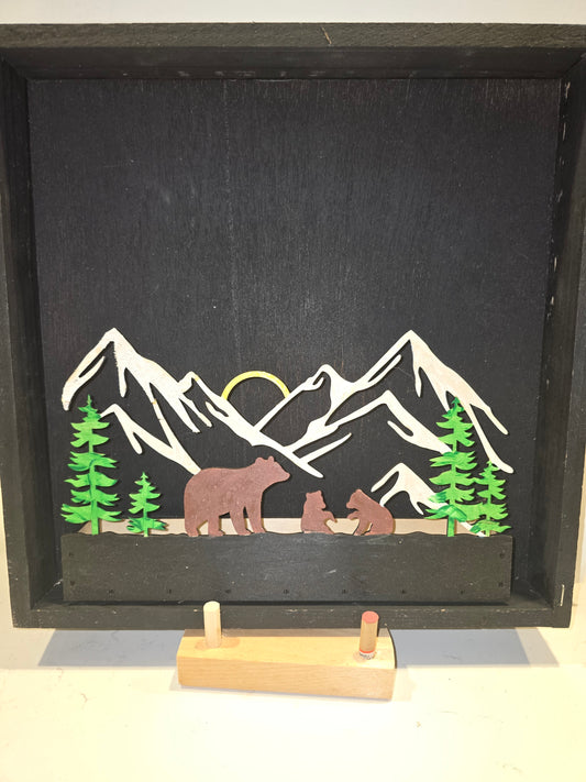 Mountain Forest Bears Shadow Box - Layered Cut-Out Art