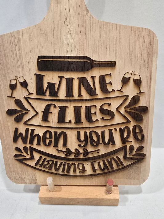Small Cutting Board with Wine Quote
