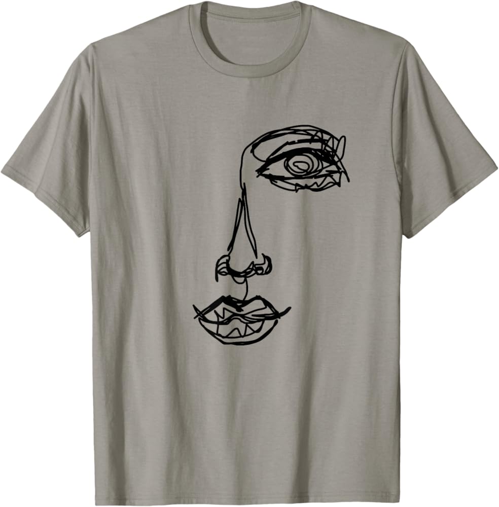 Abstract Face Line Art T-Shirt
