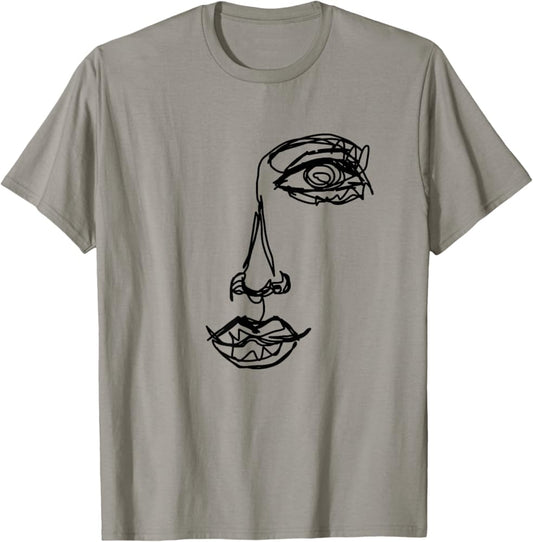 Abstract Face Line Art T-Shirt