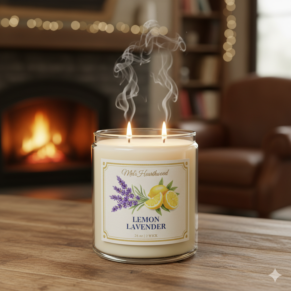 Lemon Lavender Candle - 24 oz 2-Wick Paraffin Wax Jar Candle