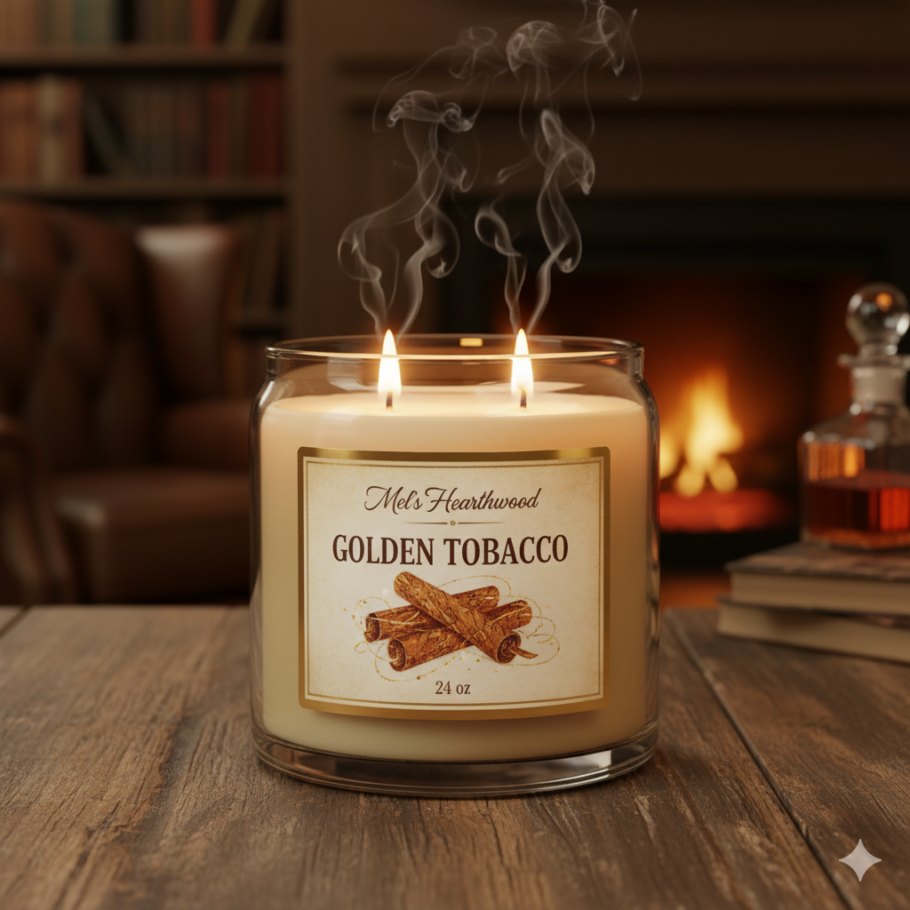 Golden Tobacco 24oz 2-Wick Paraffin Candle - Sophisticated Leather & Amber