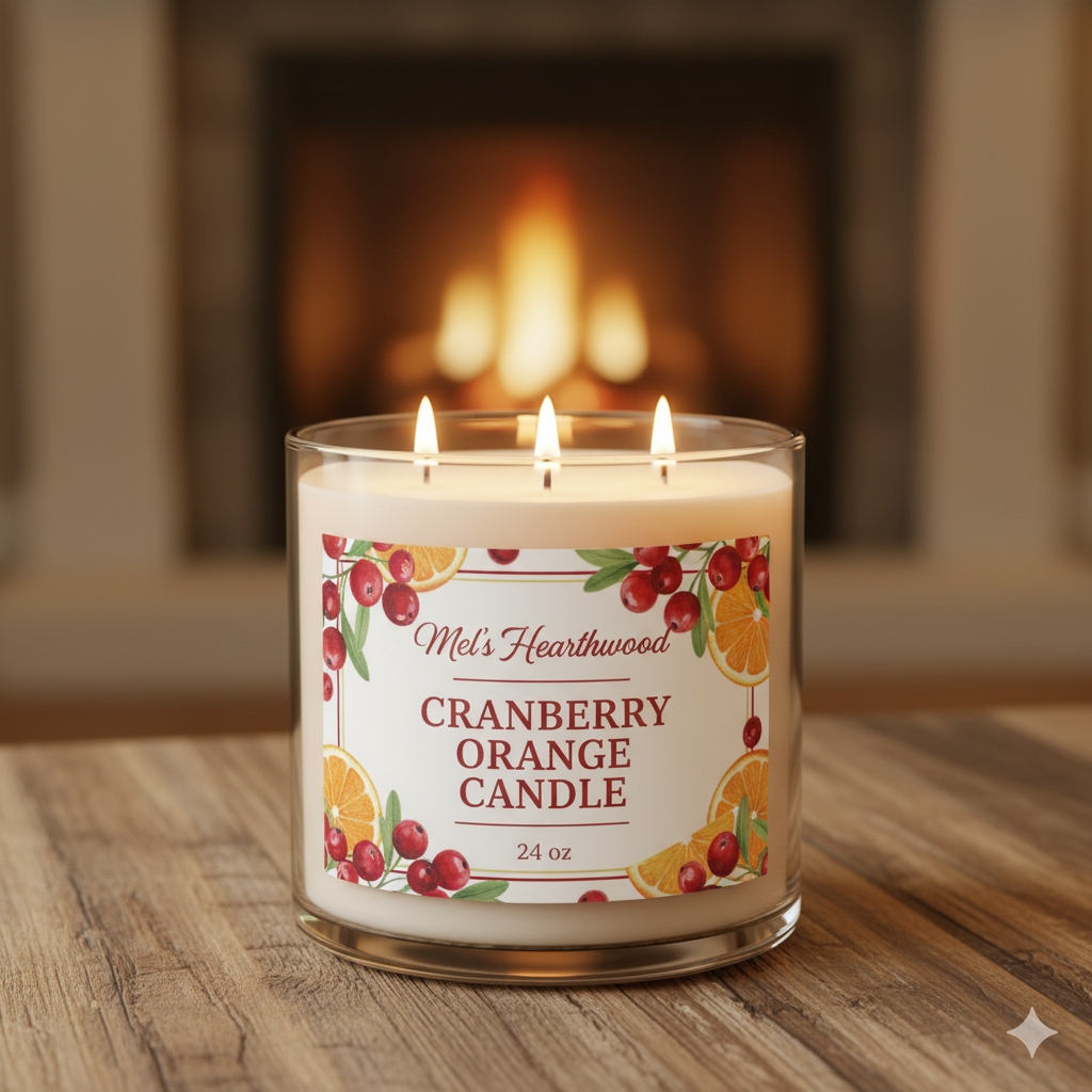 Cranberry Orange 24oz 2-Wick Paraffin Candle - Festive Holiday Scent