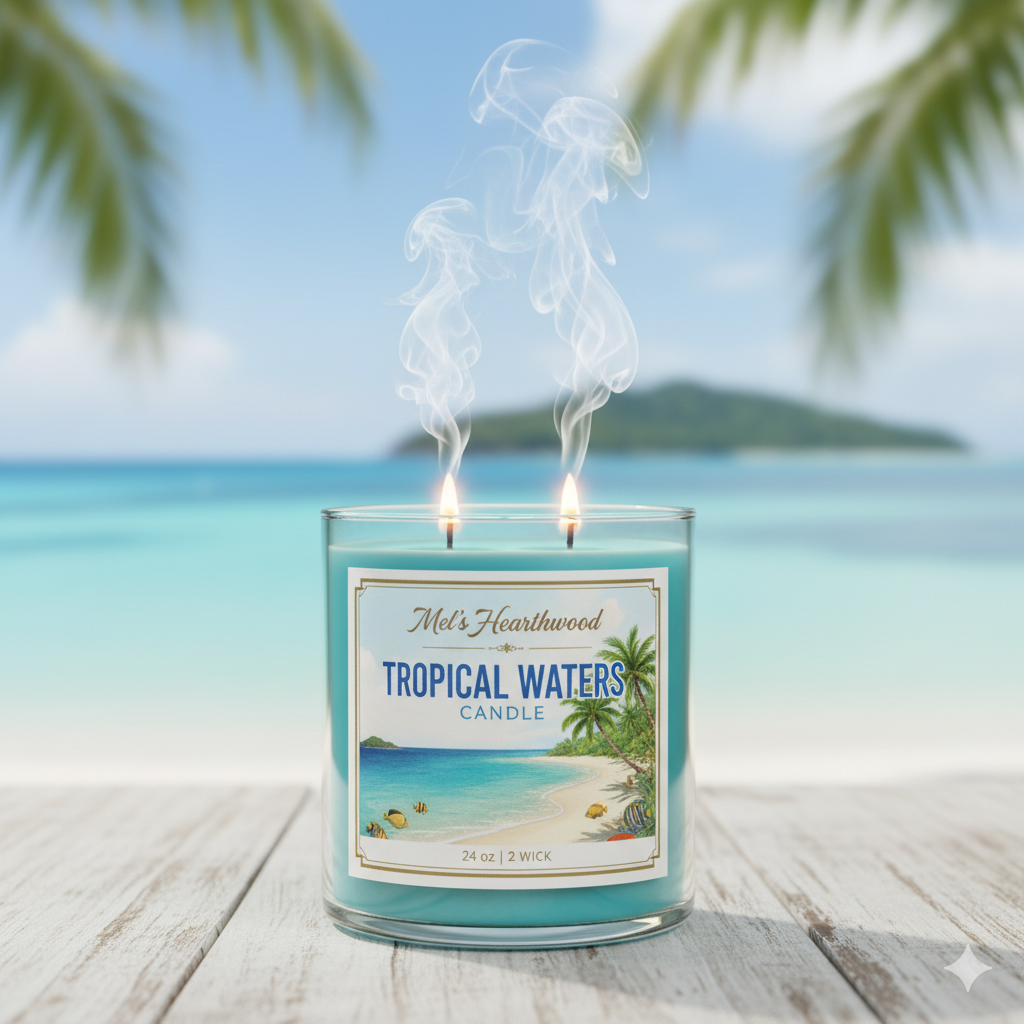 Tropical Waters Candle - 24oz 2 Wick Paraffin Wax Jar
