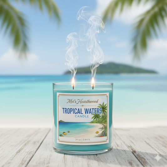 Tropical Waters Candle - 24oz 2 Wick Paraffin Wax Jar
