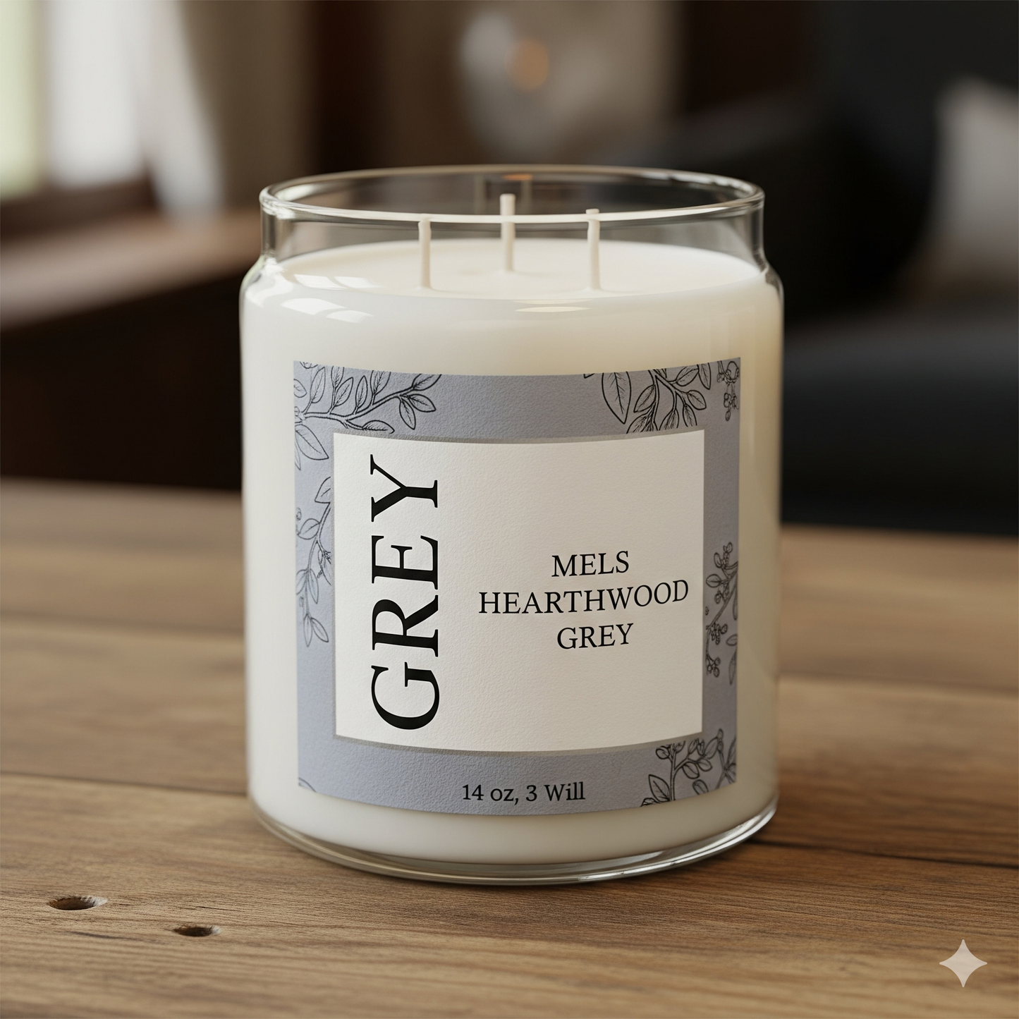 Grey 3 Wick Candle - 14 oz