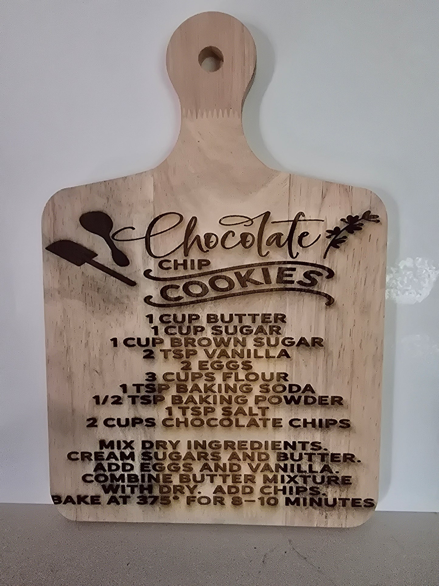 Chocolate Chip Cookie Recipe Decorative Cutting Board - Laser Engraved