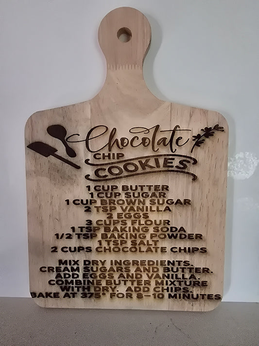 Chocolate Chip Cookie Recipe Decorative Cutting Board - Laser Engraved